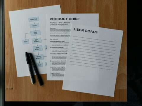 Small business owner reviewing financial plan for a loan application
